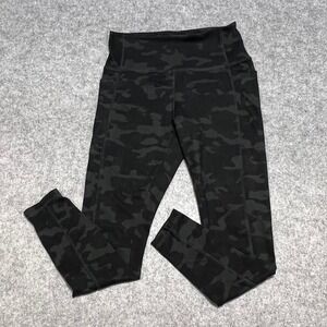 Danskin Women Black Camo High Rise Leggings Side Pockets Style Small